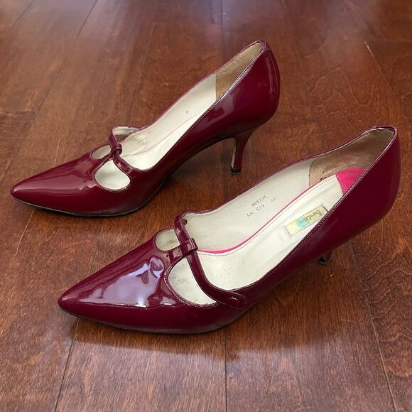 Boden Retro Oxblood Burgundy Patent Leather T Strap Heels, Mary Jane’s, Size 8.5 - Picture 3 of 16